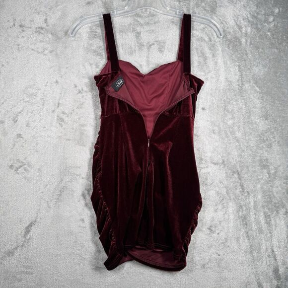 Cider Dress Womens Small Red Velvet Corset Cami Mini Ruched Clubwear Date Night - Picture 4 of 10